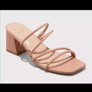 A New Day Nude Strappy Block Heel Sandals